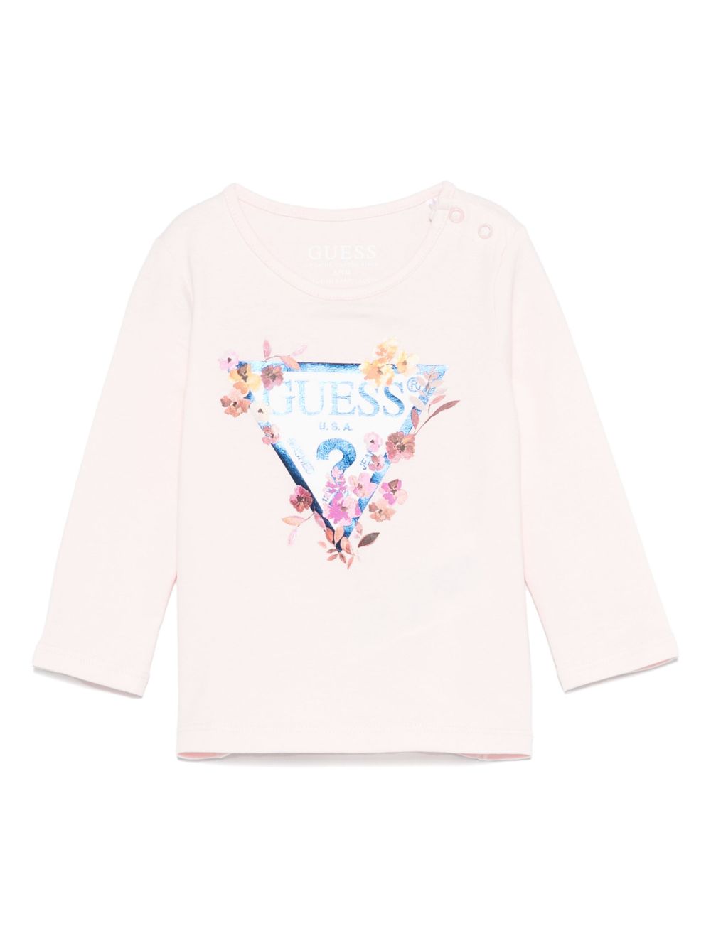 guess kids 三角形logo T恤 - 粉色