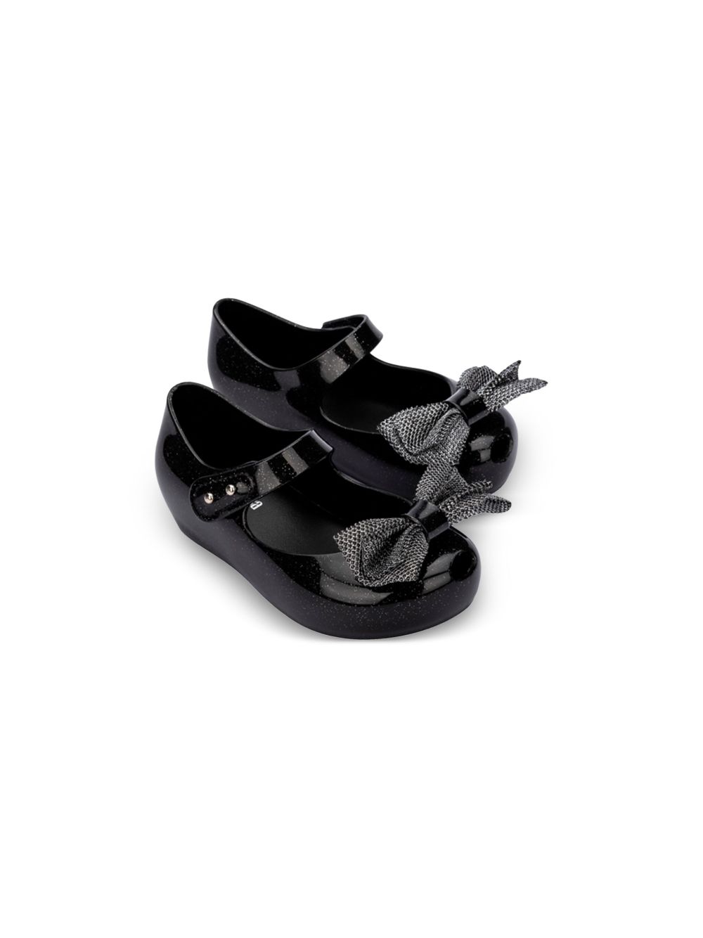 Mini Melissa 蝴蝶结细节平底鞋 - 黑色