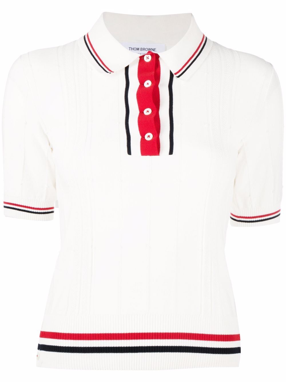 Thom Browne RWB 条纹polo领上衣 - 白色