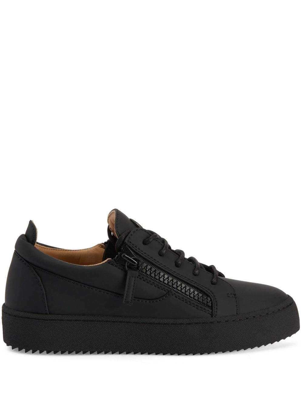 Giuseppe Zanotti Gail logo细节皮质运动鞋 - 黑色