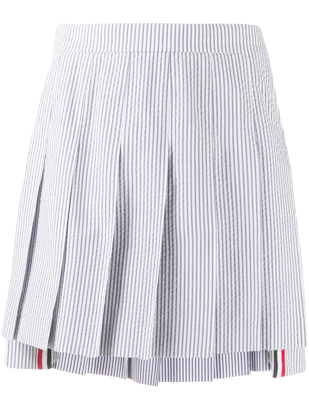 Thom Browne 泡泡纱百褶迷你半身裙 - 蓝色