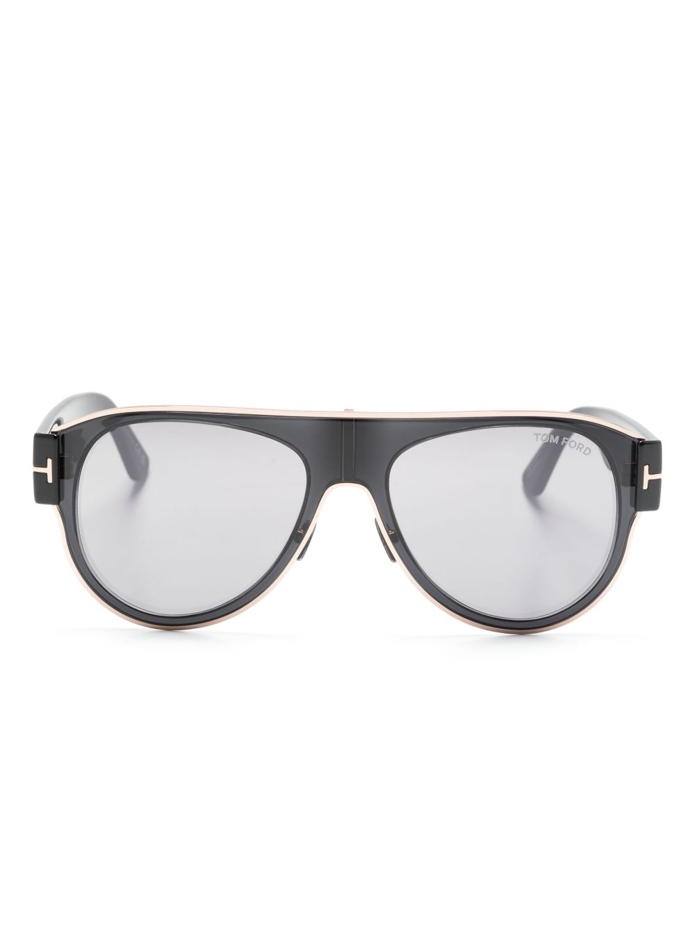 TOM FORD Eyewear logo标牌飞行员镜框太阳眼镜 - 黑色
