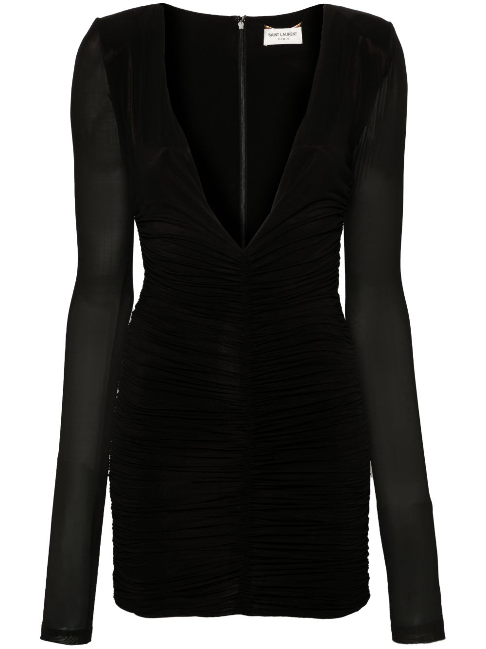 Saint Laurent 褶饰迷你连衣裙 - 黑色