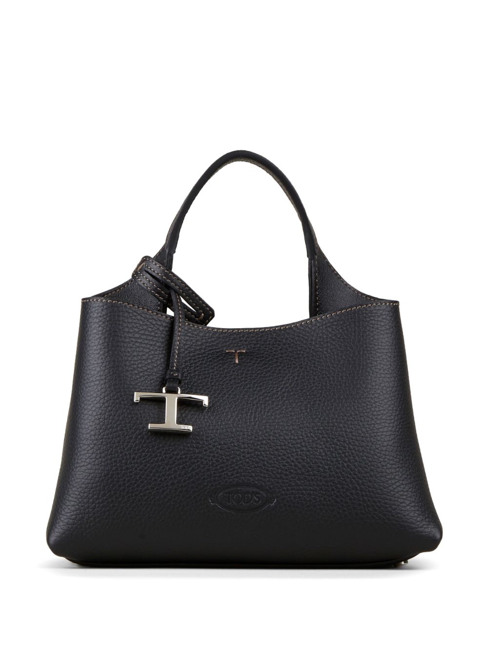 Tod's logo吊饰皮质手提包 - 黑色