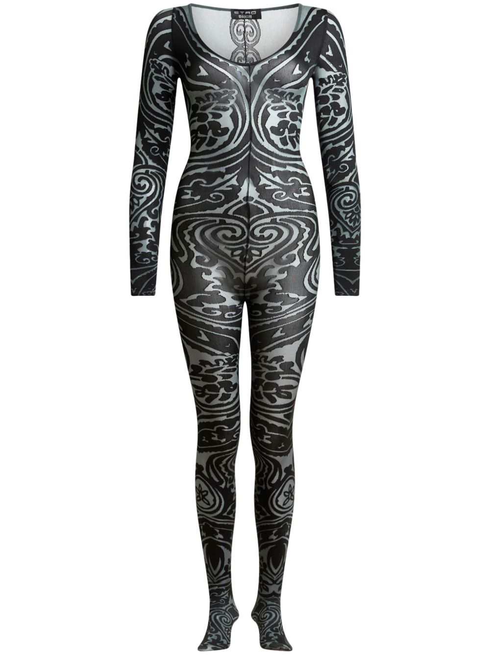 ETRO x Wolford 佩斯理刺青图案连体紧身衣 - 黑色