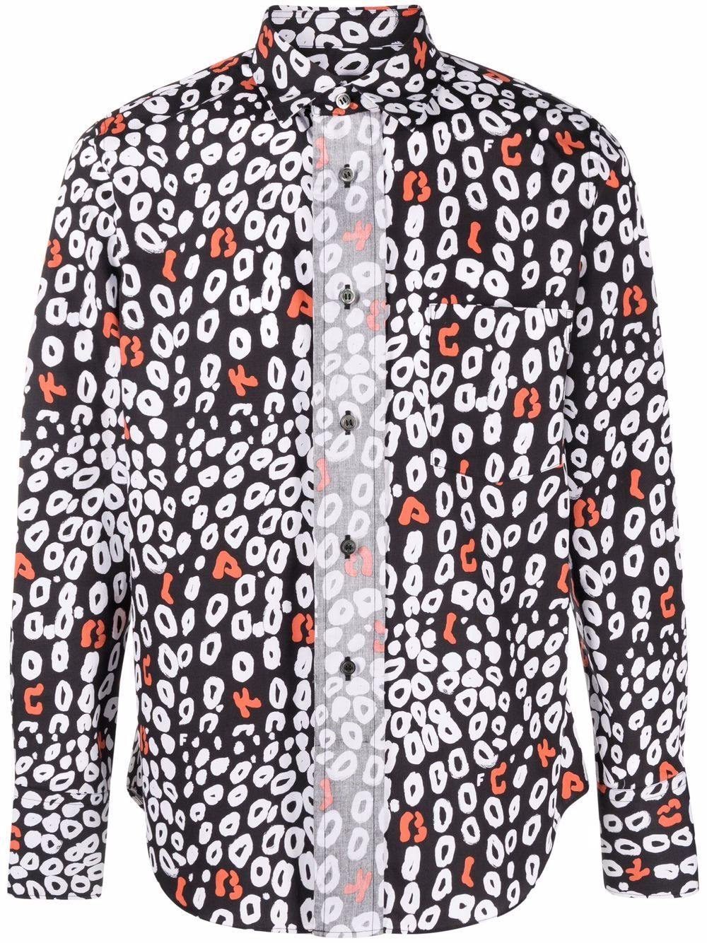 Black Comme Des Garçons 豹纹衬衫 - 黑色