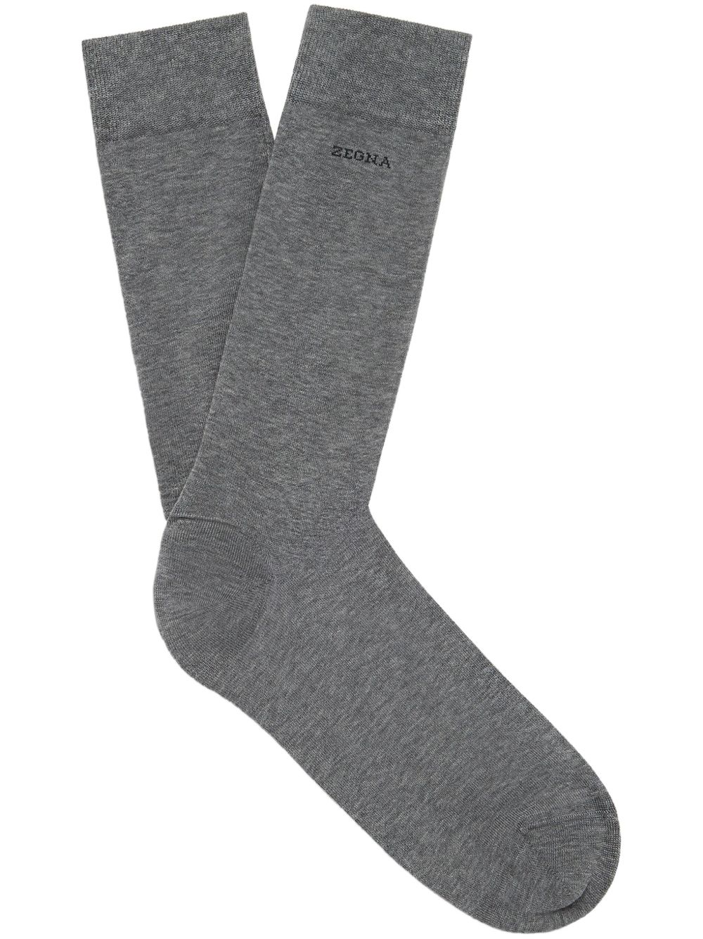 Zegna logo嵌花针织袜 - 灰色