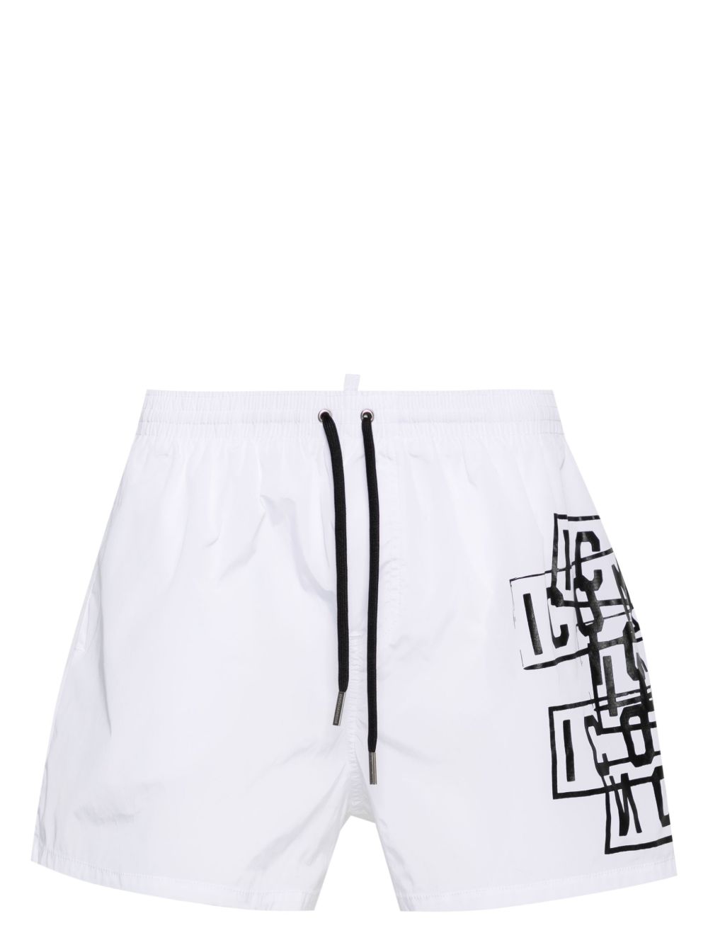 DSQUARED2 Icon Stamps 印花泳裤 - 白色
