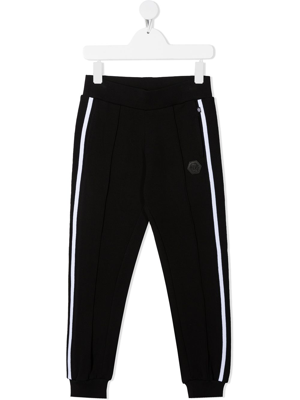 Philipp Plein Junior 侧条纹运动裤 - 黑色