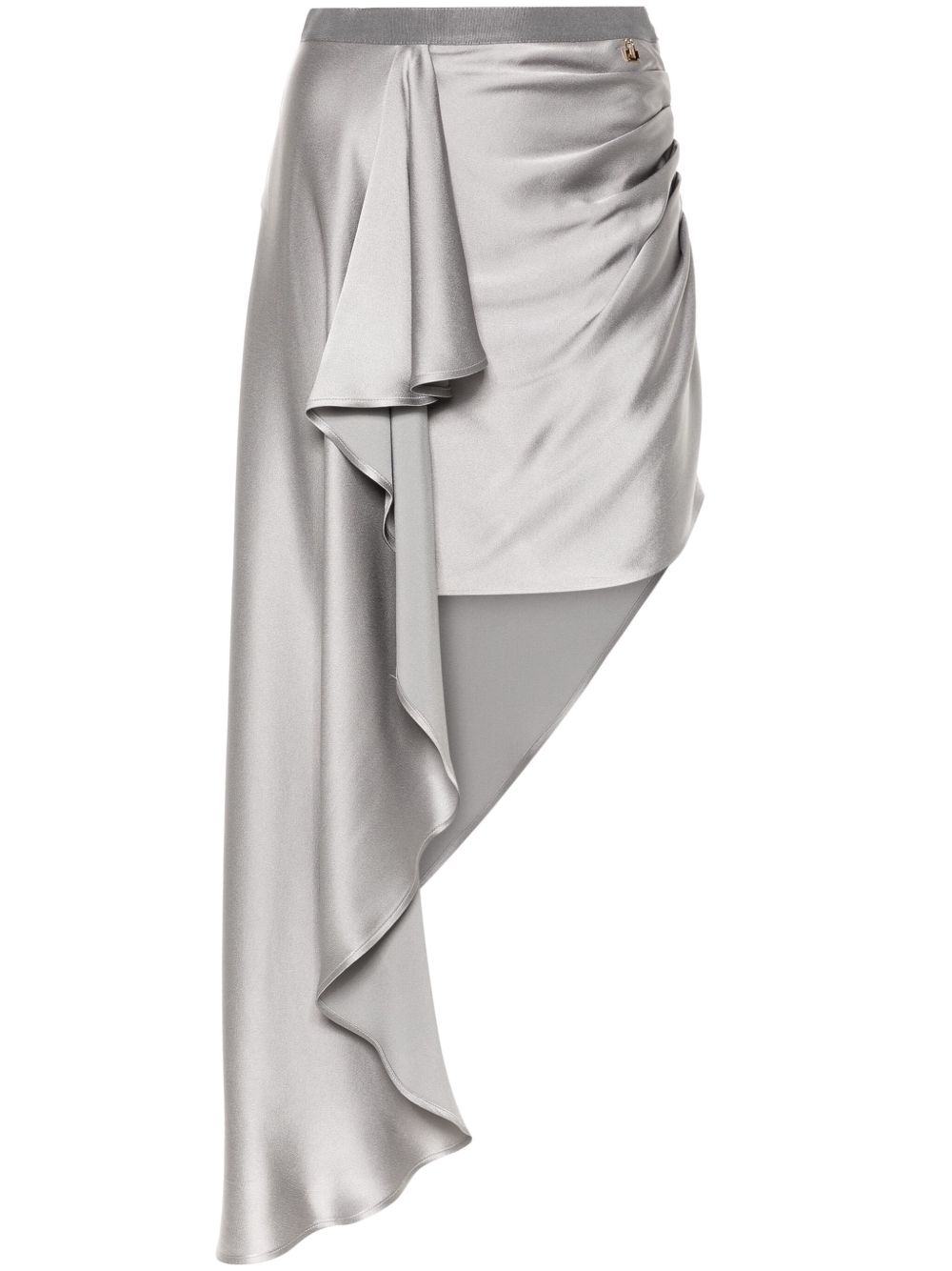 Elisabetta Franchi 不对称设计缎面半身裙 - 灰色