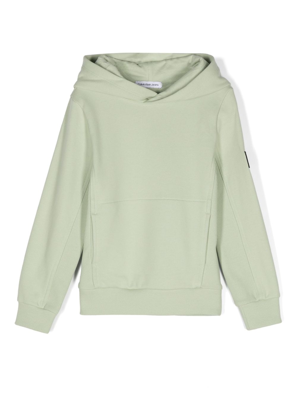 Calvin Klein Kids 标贴棉连帽衫 - 绿色