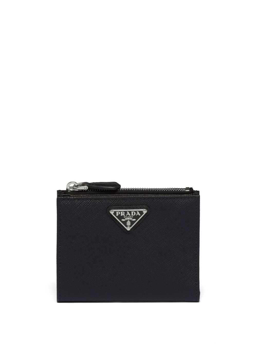 Prada Saffiano 三角形logo皮质钱包 - 黑色