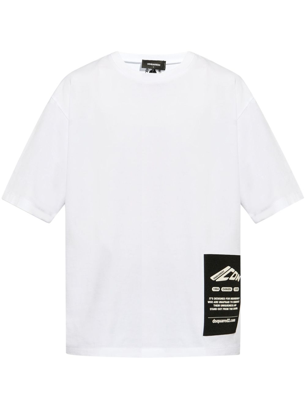 DSQUARED2 超长标贴T恤 - 白色