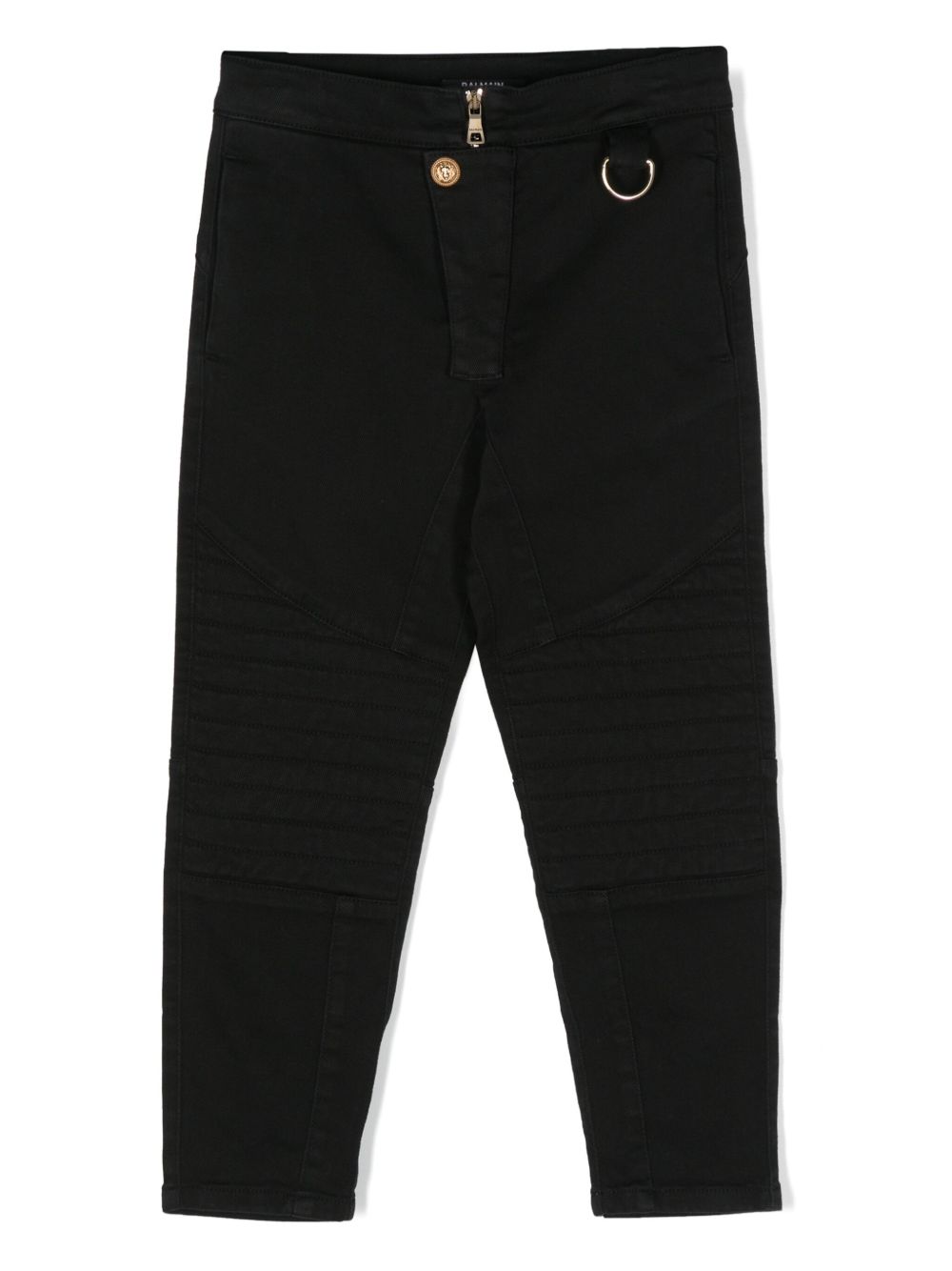 Balmain Kids 接缝细节锥形牛仔裤 - 黑色