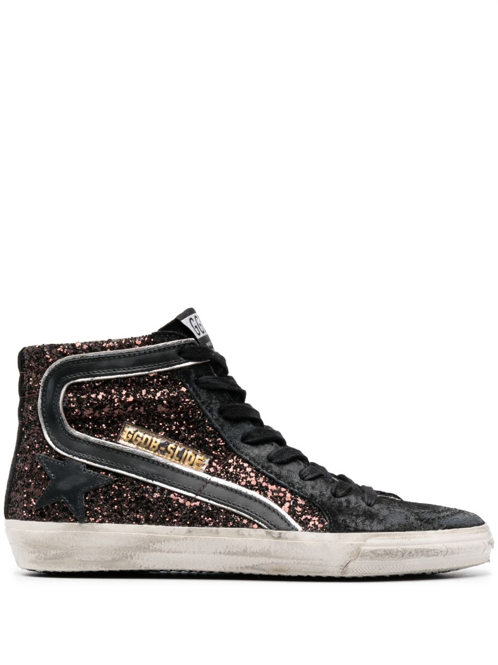 Golden Goose Slide 亮片金葱高帮运动鞋 - 黑色