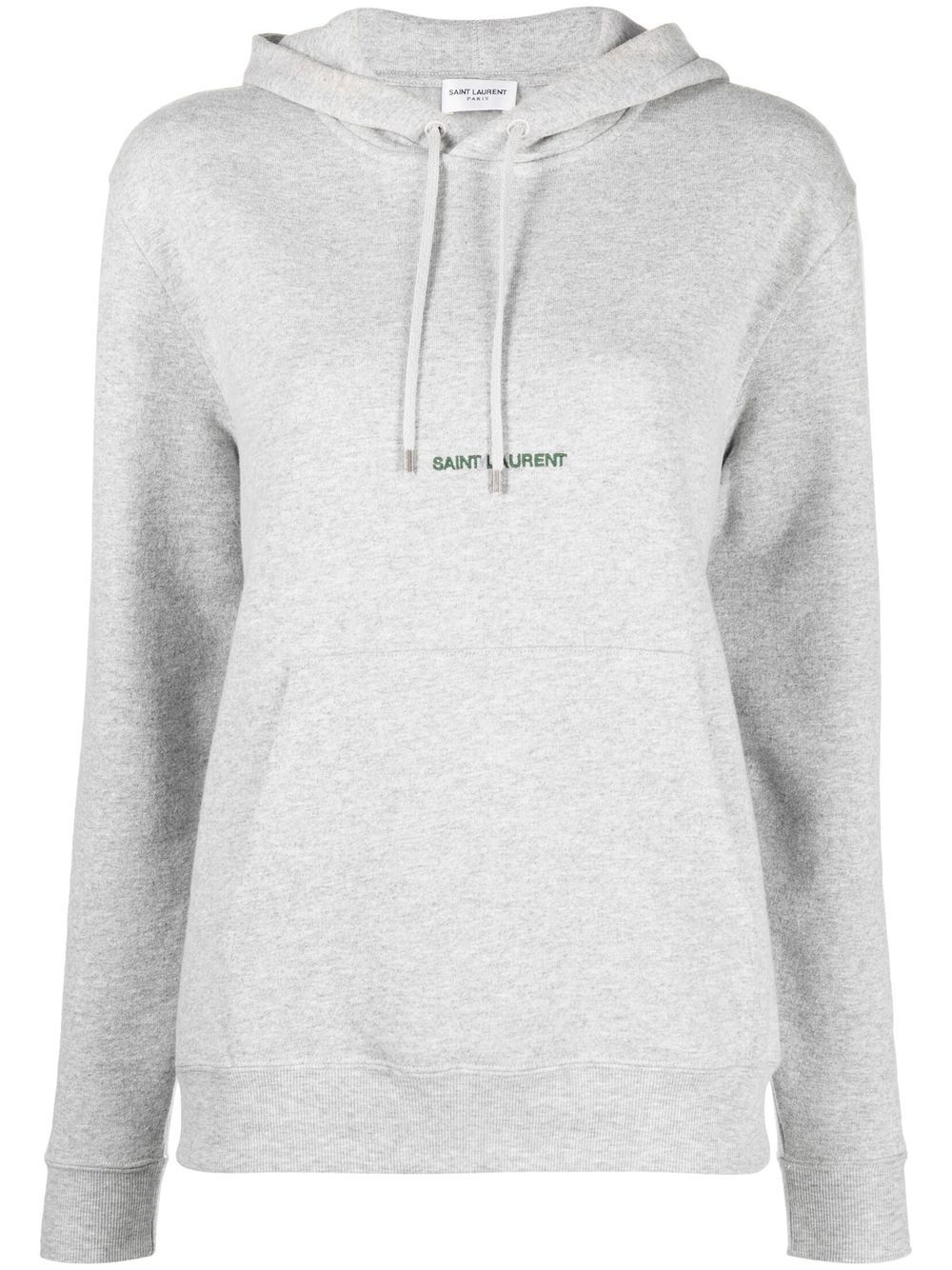 Saint Laurent 圣罗兰 logo刺绣长袖连帽衫 - 灰色