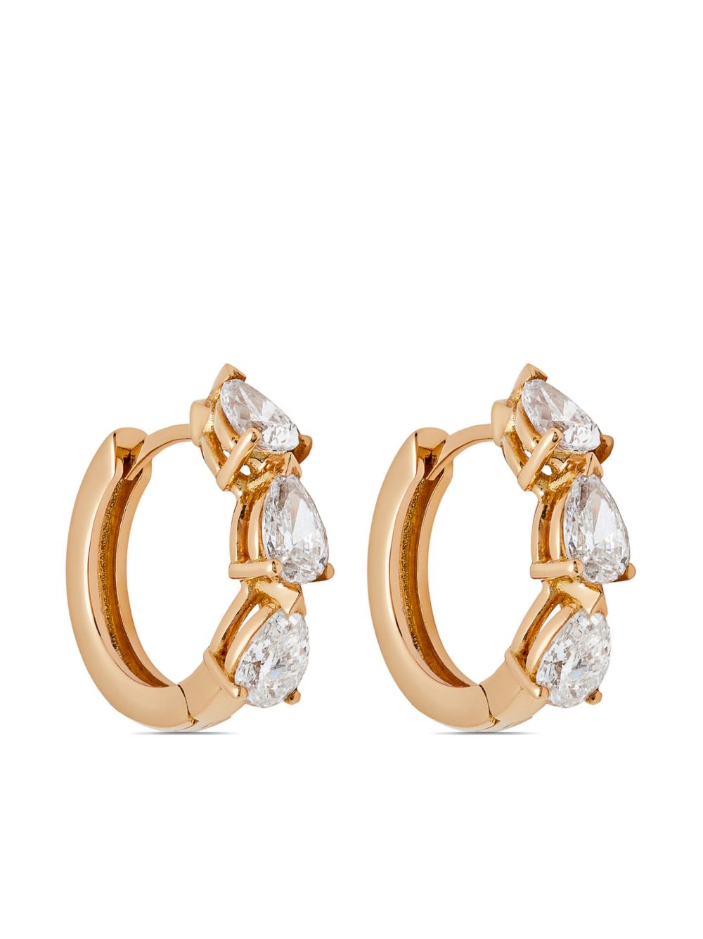Jewels Aficionado 18K玫瑰金 Huggies 钻石耳环 - 粉色