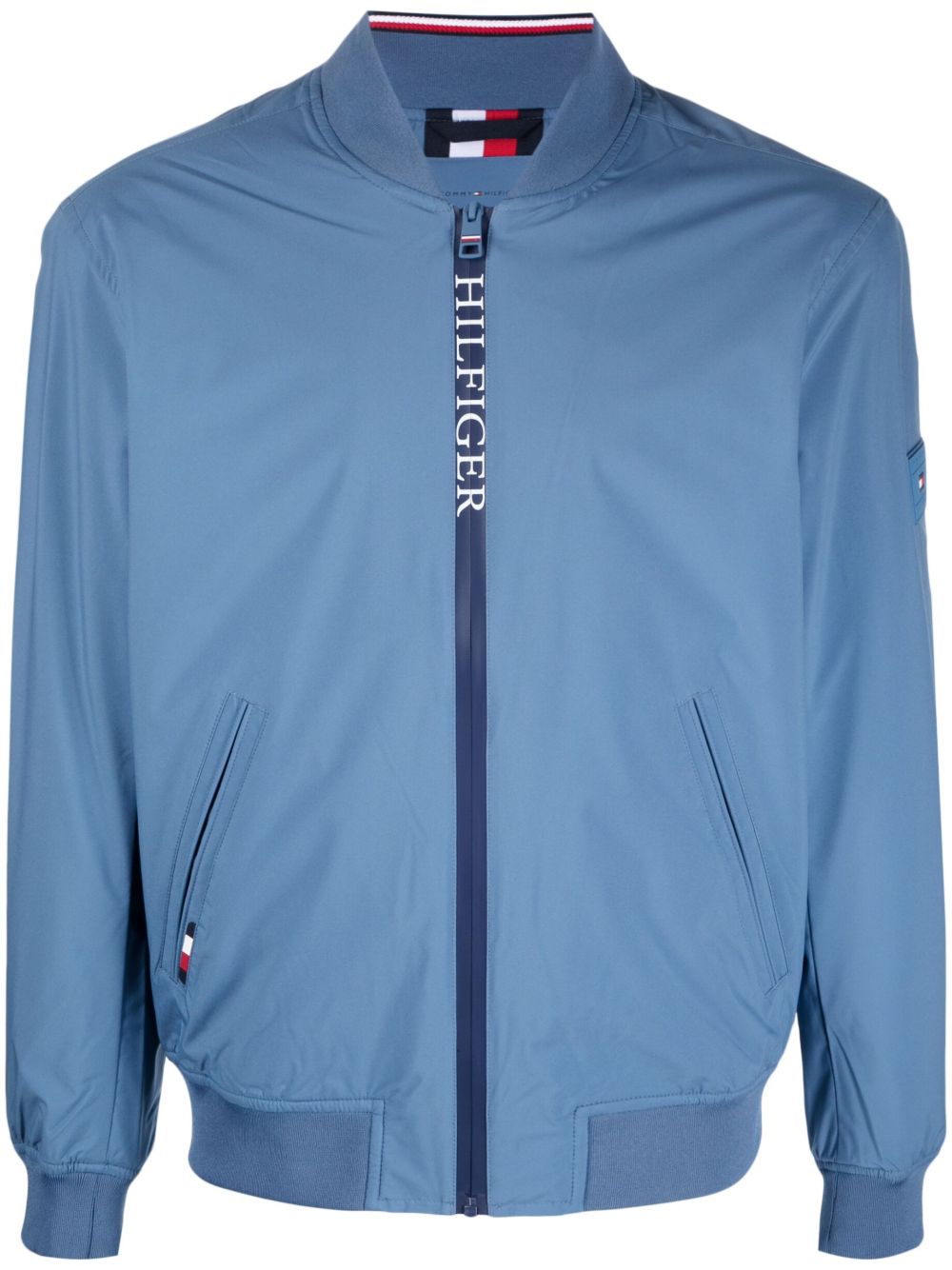 Tommy Hilfiger logo印花飞行员夹克 - 蓝色