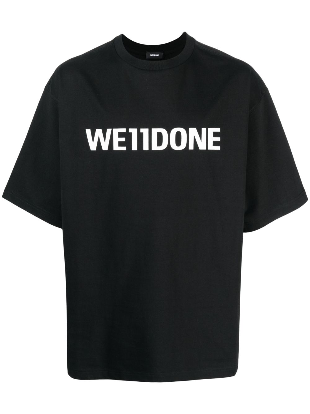 We11done logo印花棉T恤 - 黑色