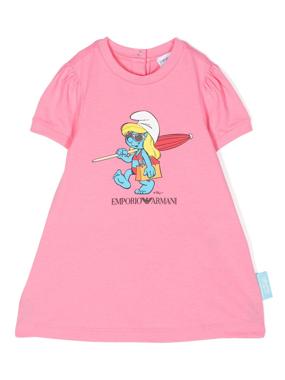 Emporio Armani Kids Smurfs 印花棉连衣裙 - 粉色