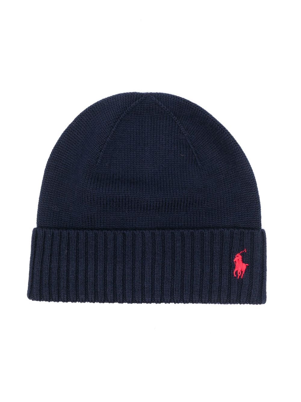 POLO RALPH LAUREN KIDS logo刺绣羊毛套头帽 - 蓝色