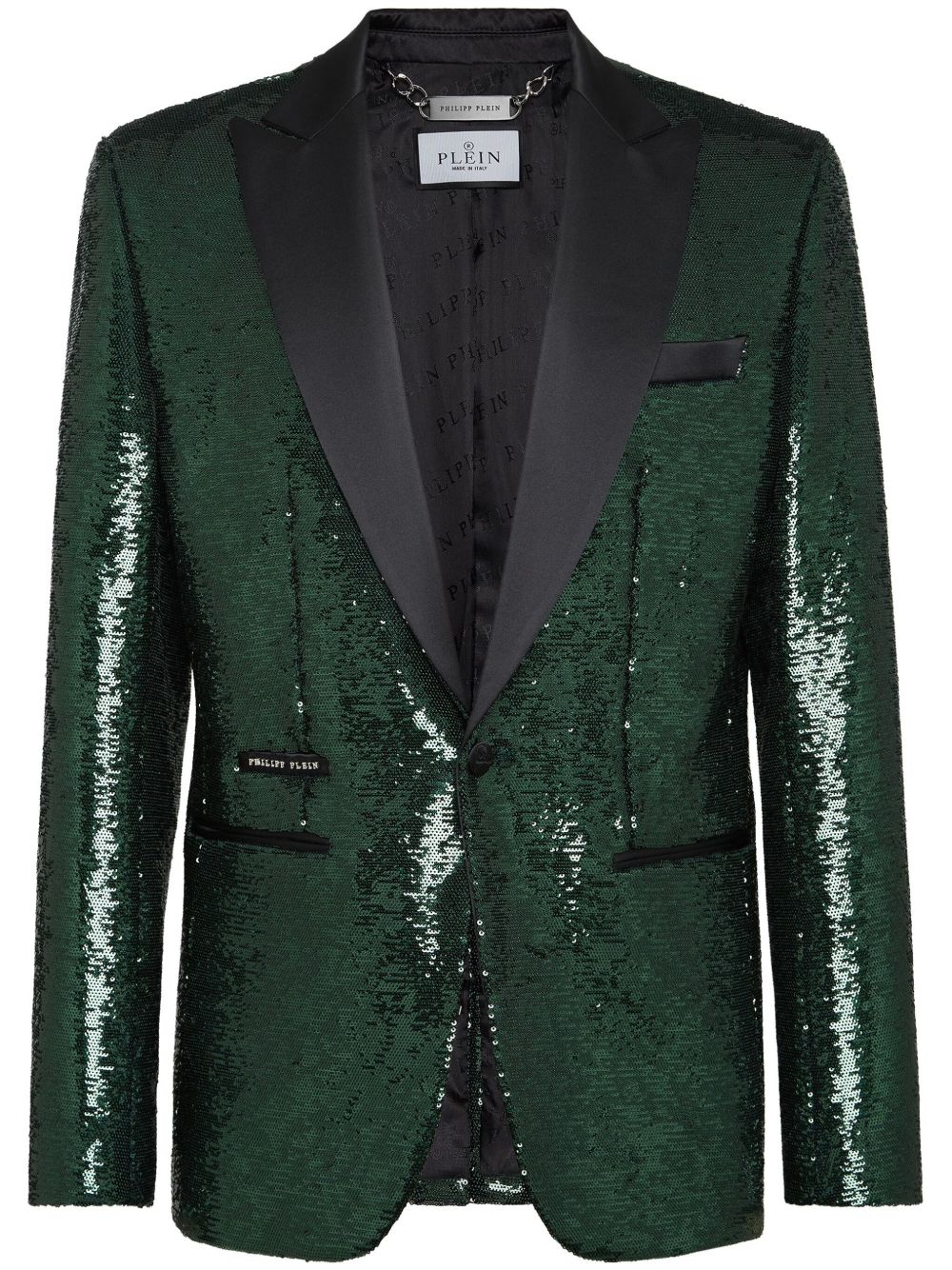 Philipp Plein 亮片设计单排扣西装夹克 - 绿色