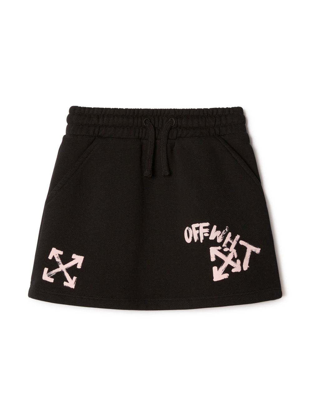 Off-White Kids Paint Script 棉迷你半身裙 - 黑色