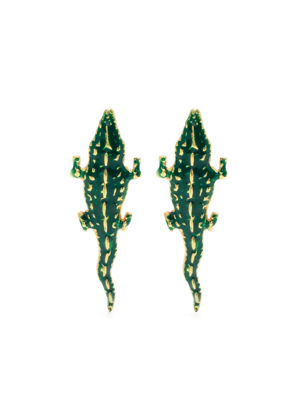 Natia X Lako Crocodile 抛光耳环 - 绿色