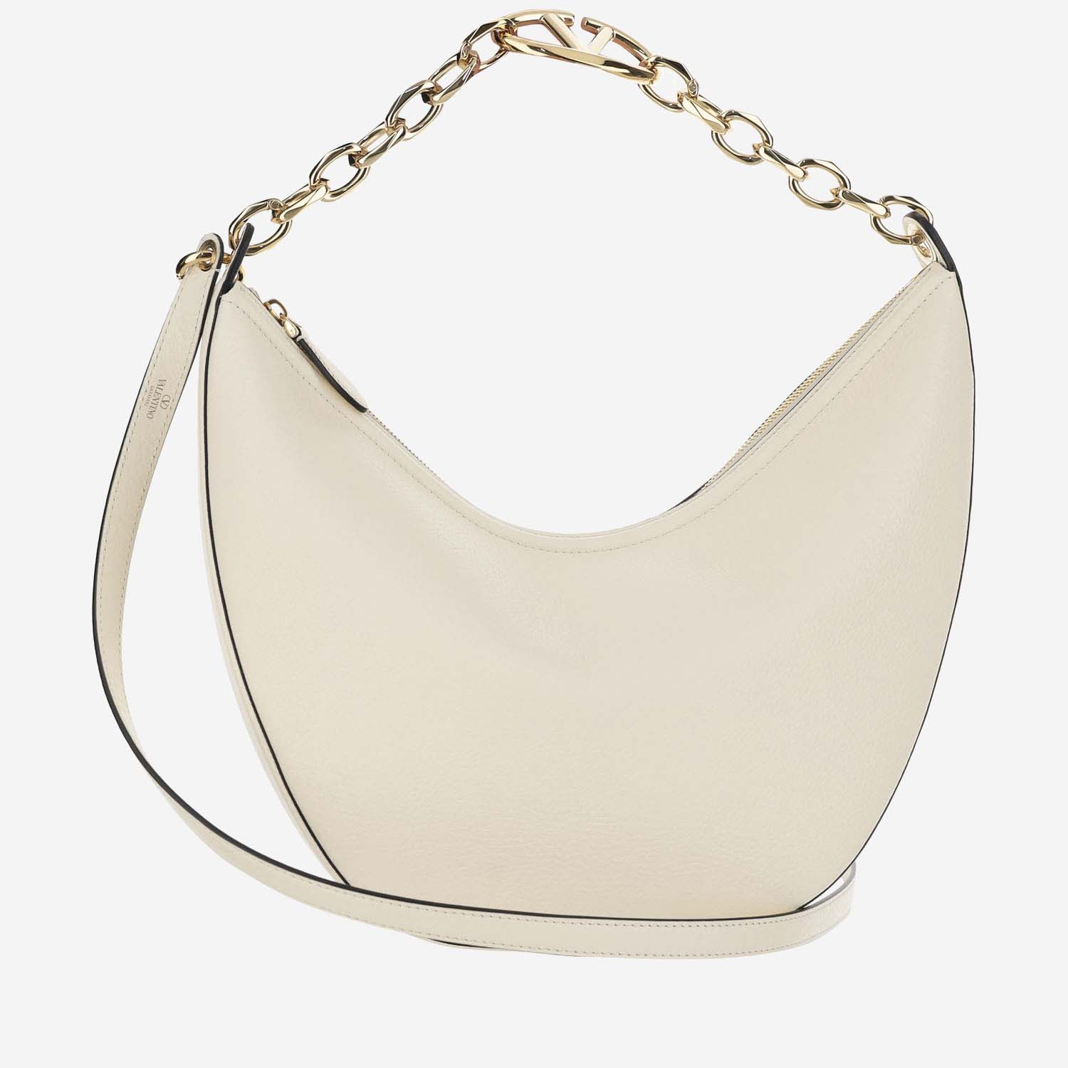 Valentino Garavani Vlogo月亮包中号流浪包石榴红小牛皮配链条