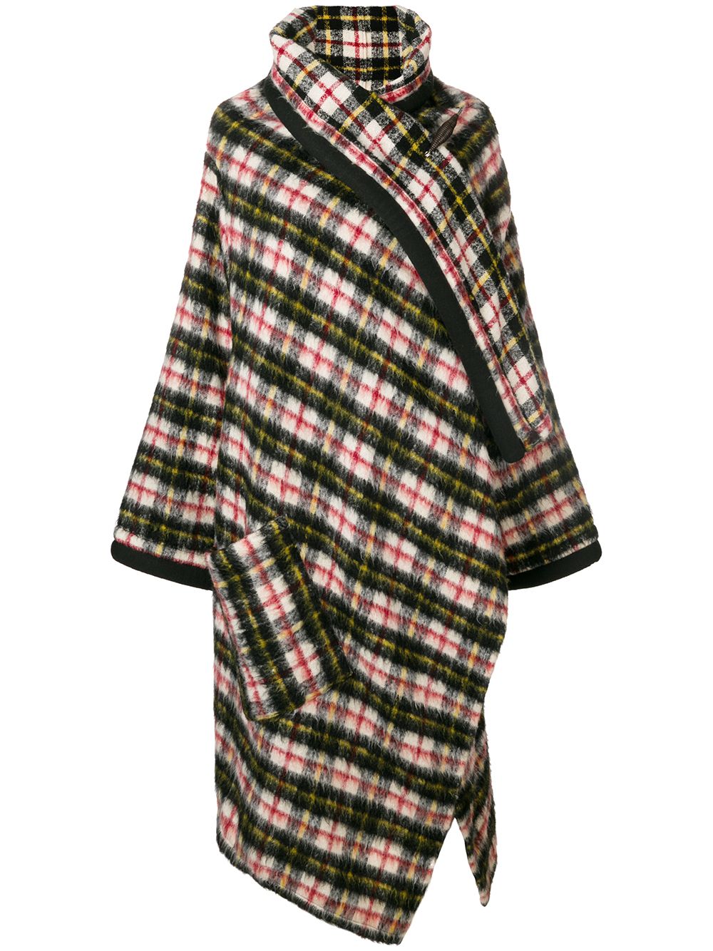 Jean Paul Gaultier Pre-Owned 古着格纹披肩领大衣 - 黑色