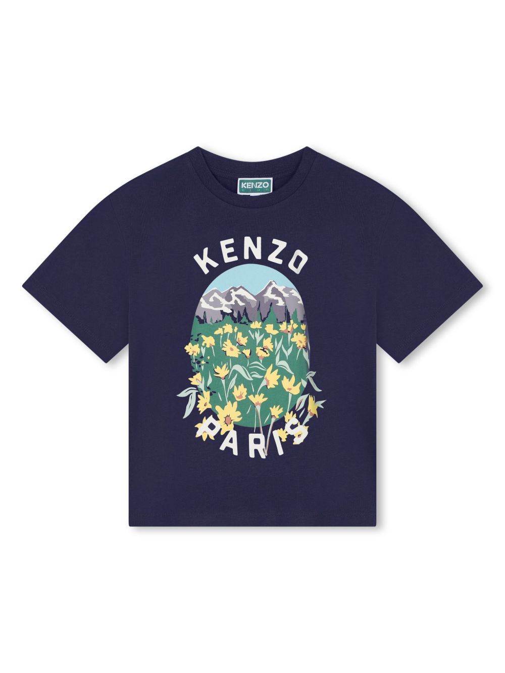 Kenzo Kids 图案印花棉T恤 - 蓝色