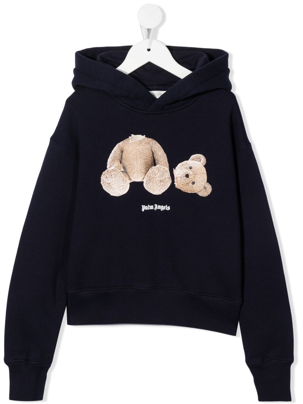 Palm Angels Kids Teddy-Bear 印花棉连帽衫 - 蓝色