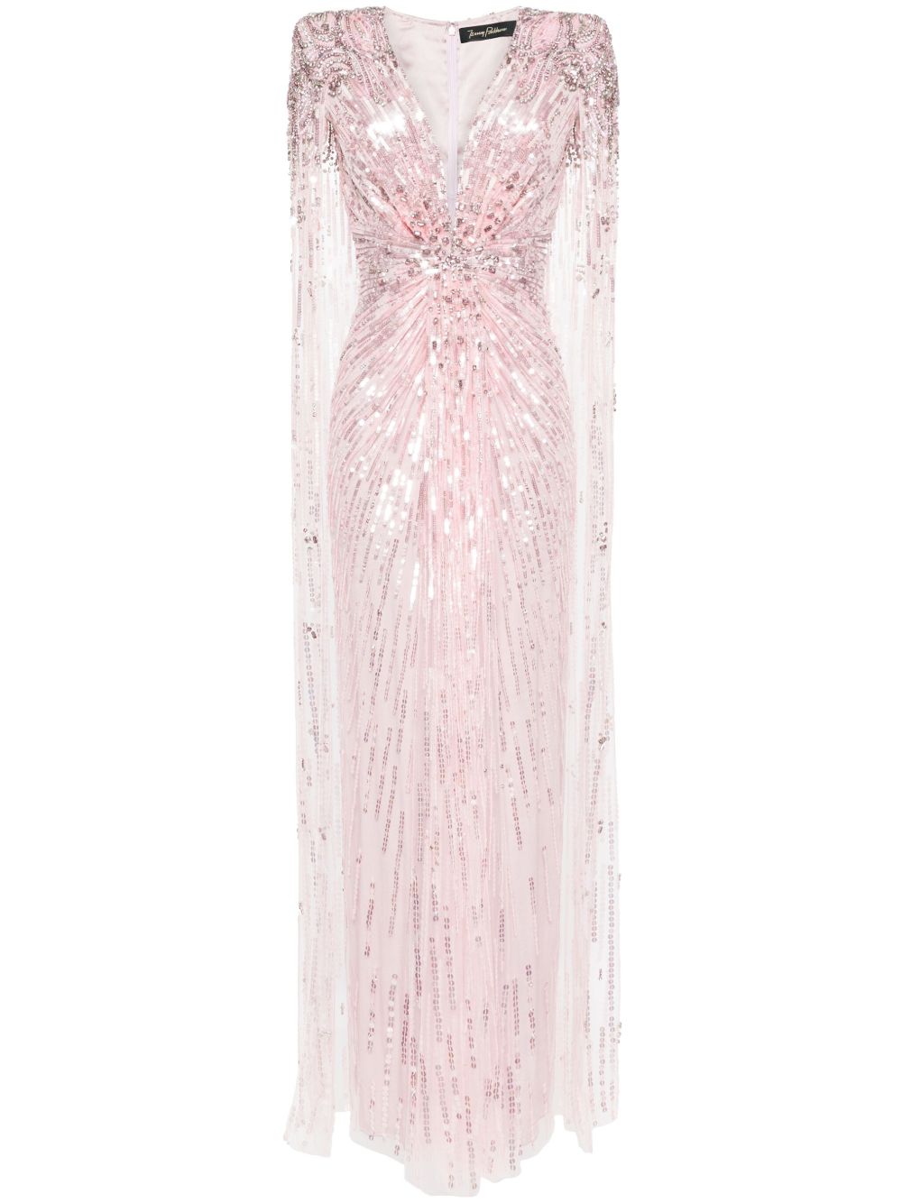 Jenny Packham Gold Rush 亮片斗篷式礼服 - 粉色