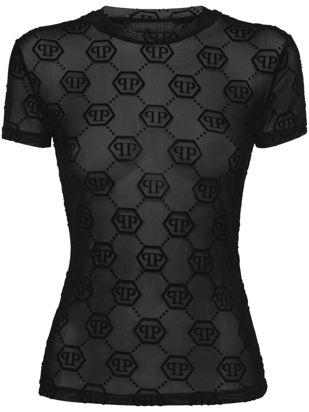Philipp Plein 经典logo薄纱T恤 - 黑色