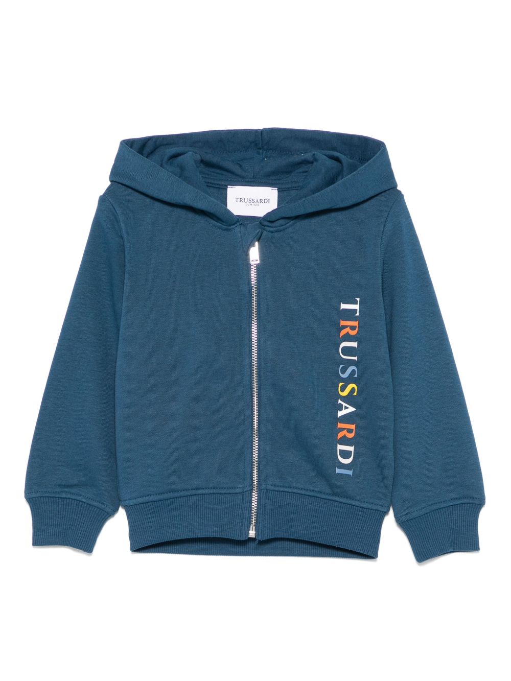 TRUSSARDI JUNIOR logo浮雕细节连帽衫 - 蓝色