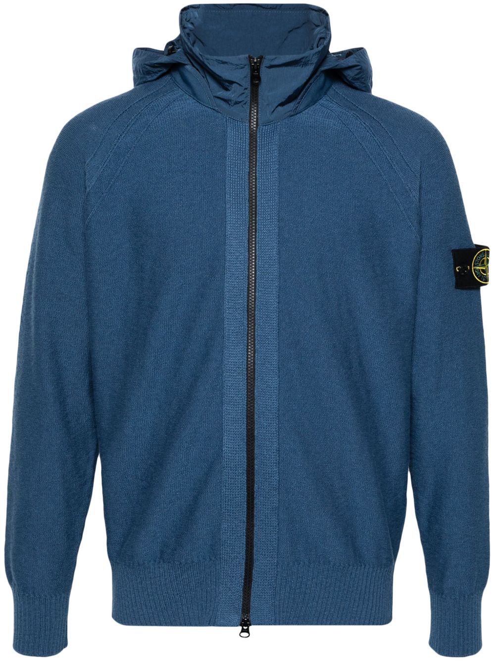 Stone Island 罗盘徽章针织连帽衫 - 蓝色