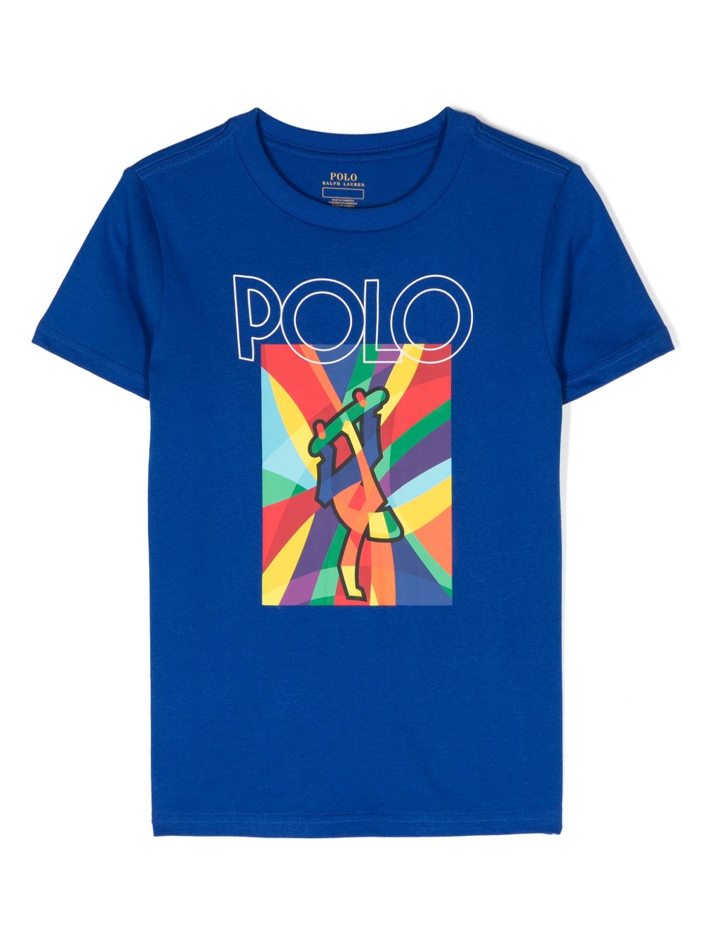 POLO RALPH LAUREN KIDS 图案印花棉T恤 - 蓝色