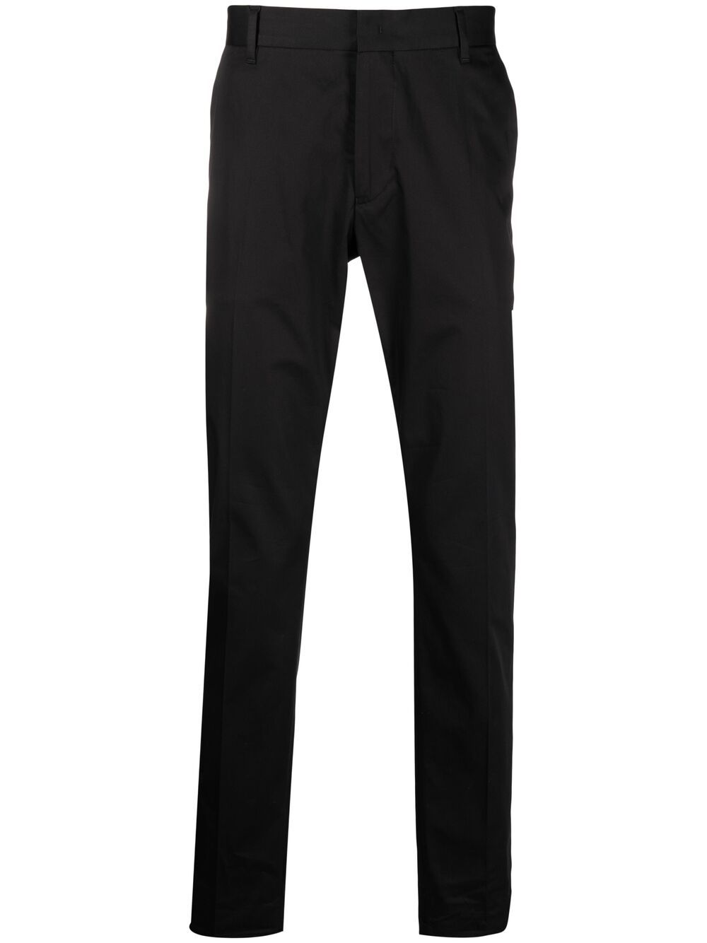 Emporio Armani 缎面裤腰修身长裤 - 黑色