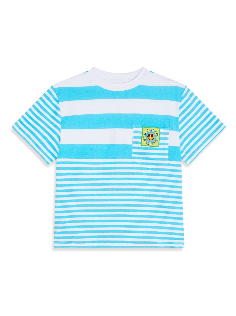 Stella McCartney Kids logo贴花条纹T恤 - 蓝色