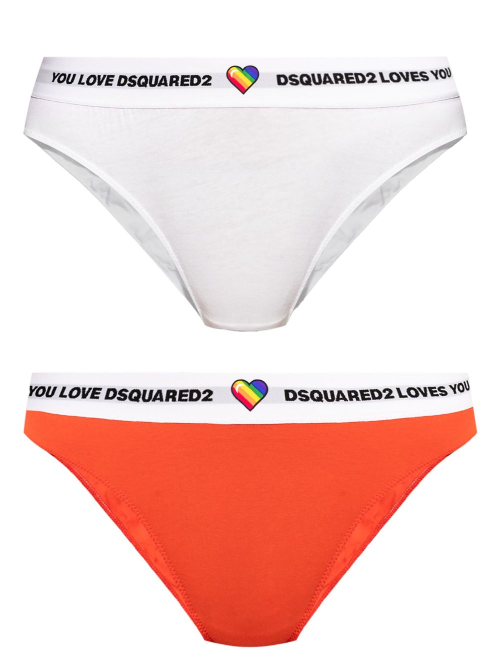 DSQUARED2 logo腰边三角内裤（两件装） - 白色
