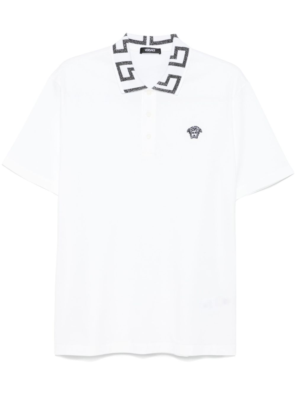 Versace 希腊回纹图案polo衫 - 白色