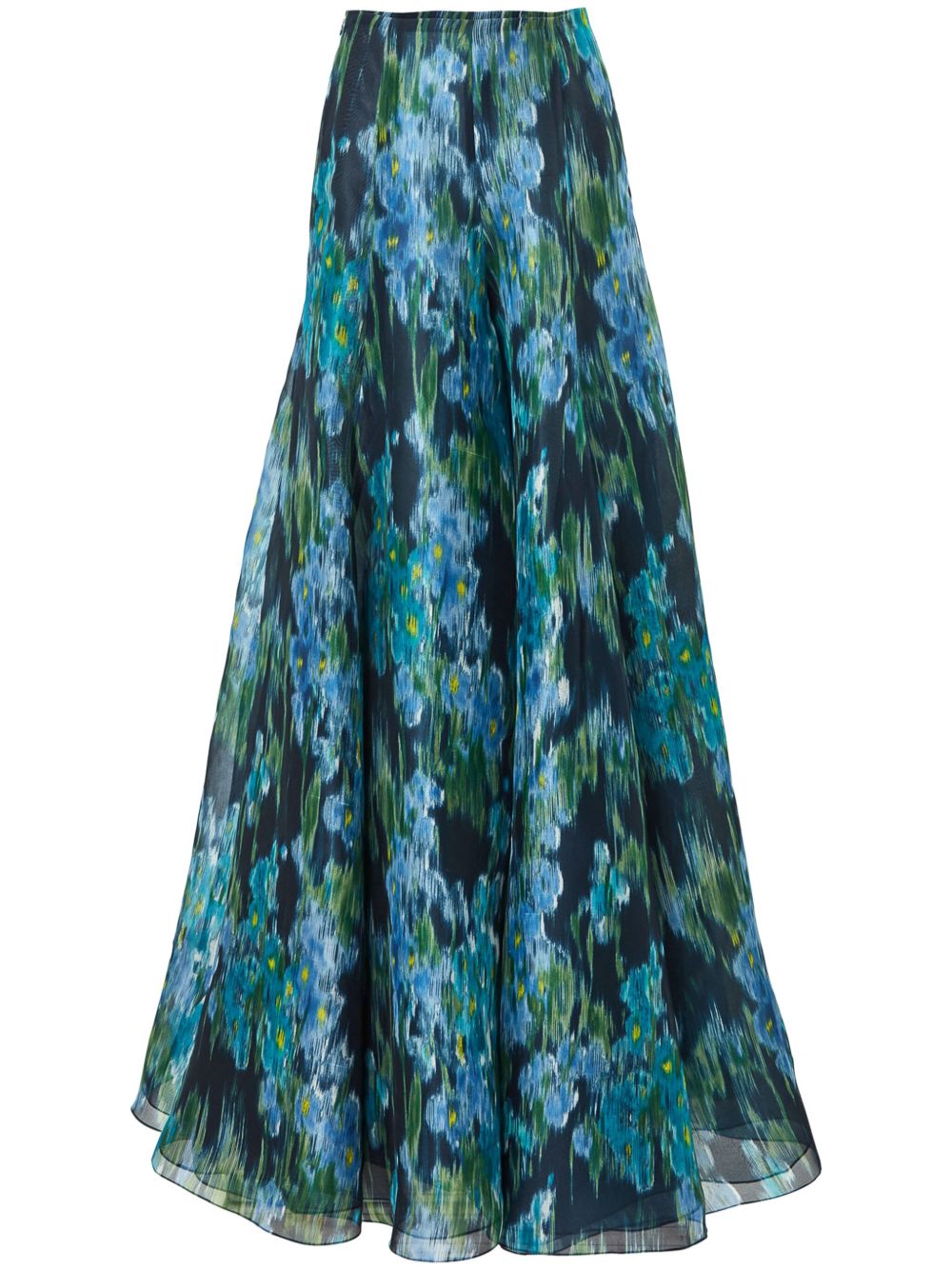 Carolina Herrera Floral 帕拉松长裤 - 蓝色