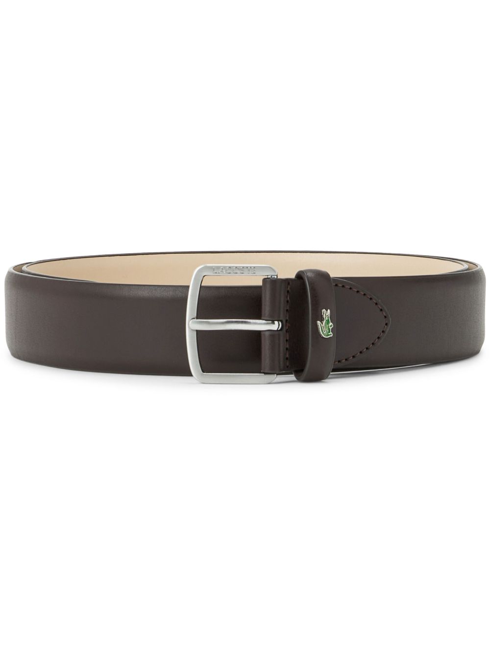 Lacoste logo雕刻皮质腰带 - 褐色