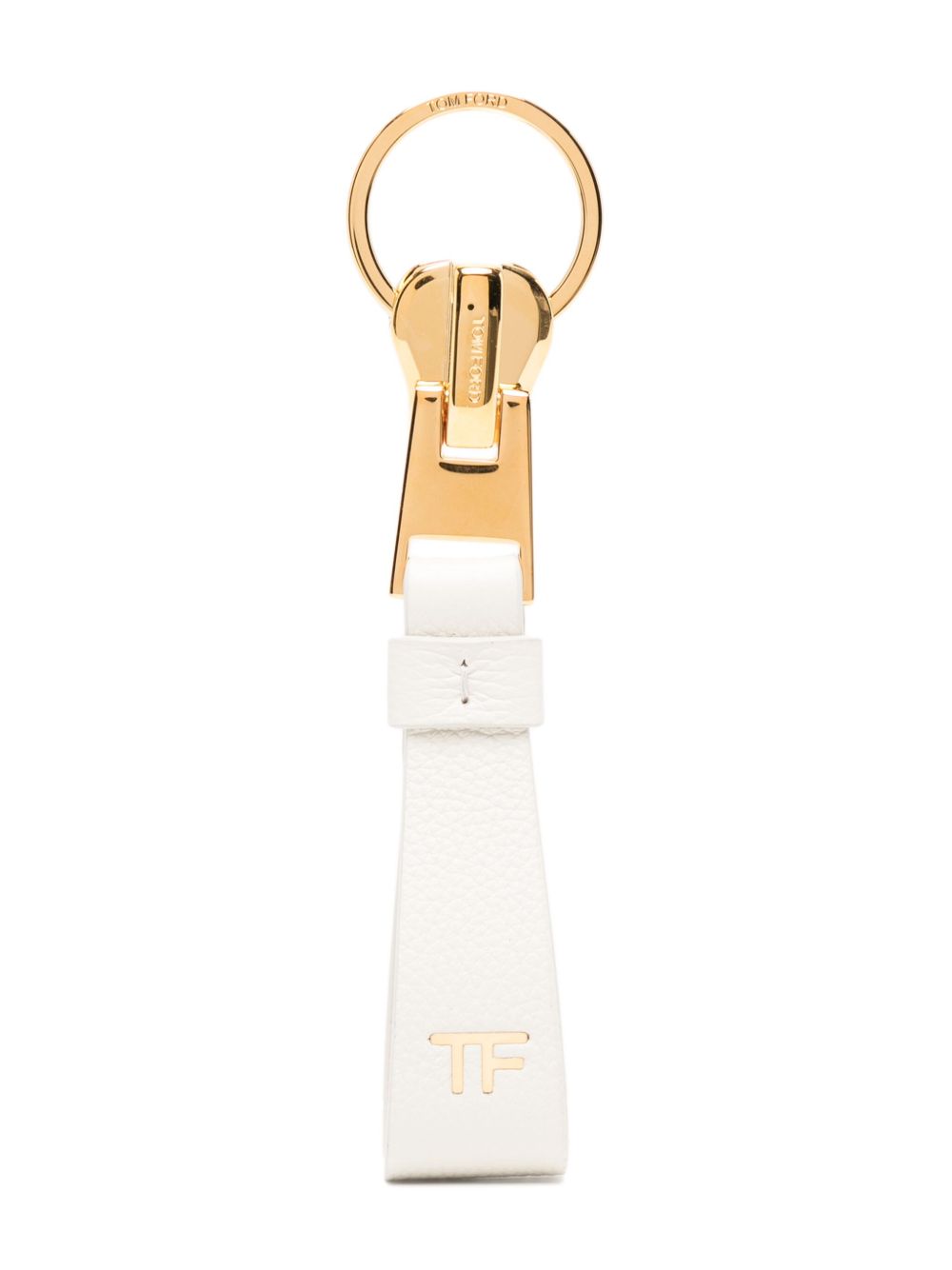 TOM FORD 经典logo印花皮质钥匙扣 - 白色