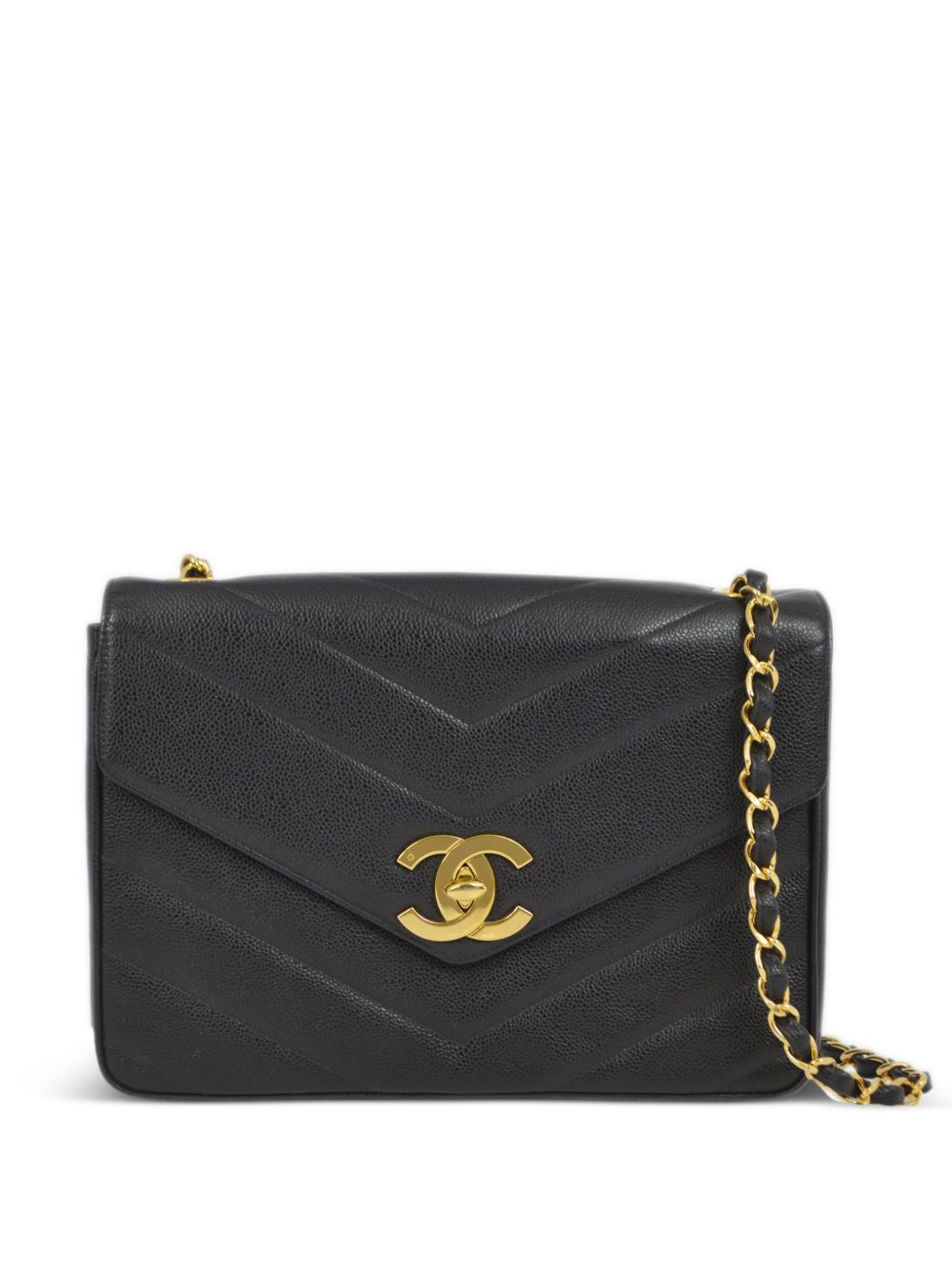 CHANEL Pre-Owned Jumbo Classic Flap 单肩包（1995年典藏款） - 黑色
