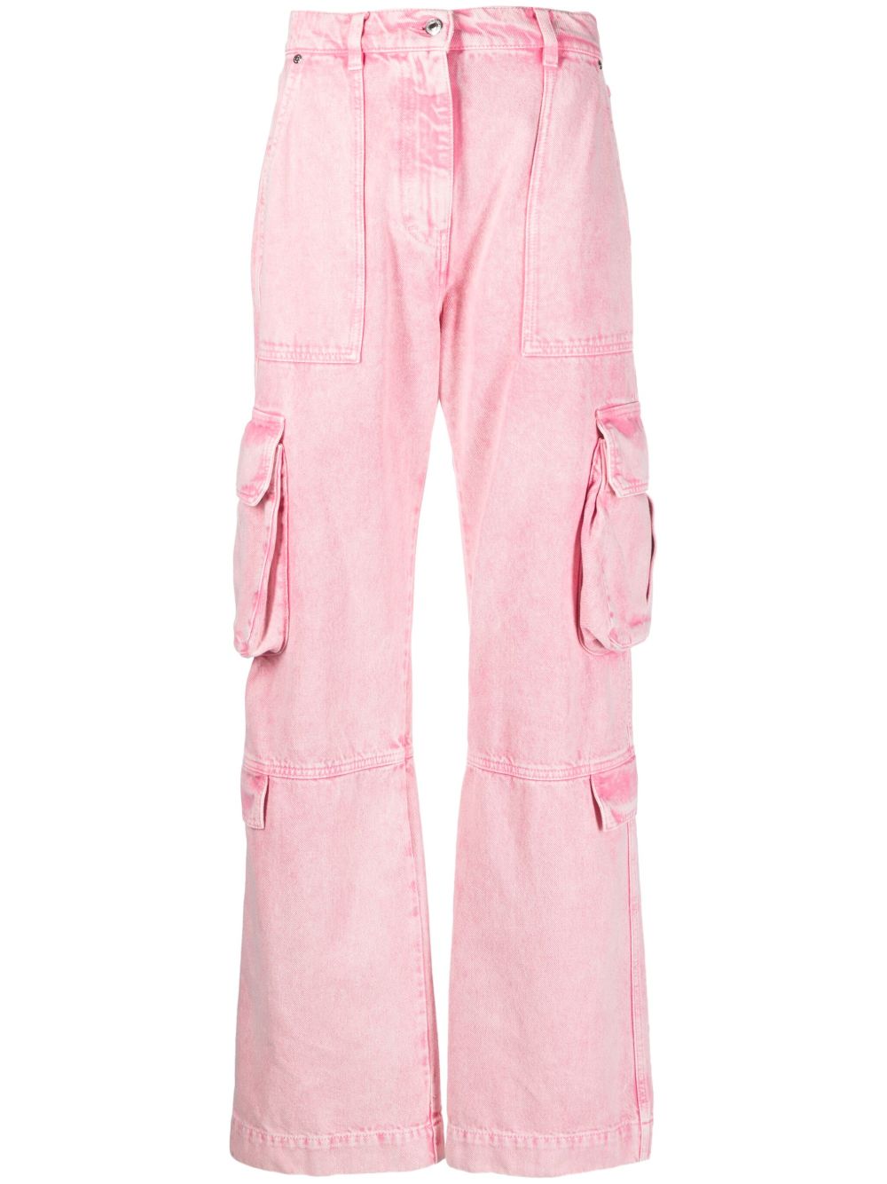MSGM 漂白效果阔腿工装牛仔裤 - 粉色