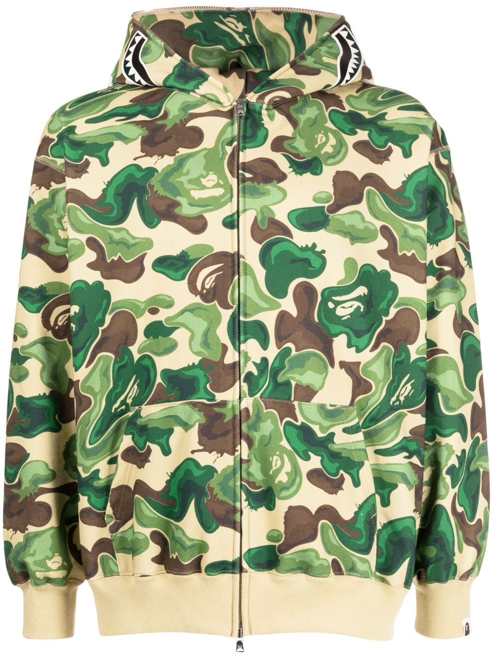 A BATHING APE® Art Camo Shark 正面拉链连帽衫 - 彩色