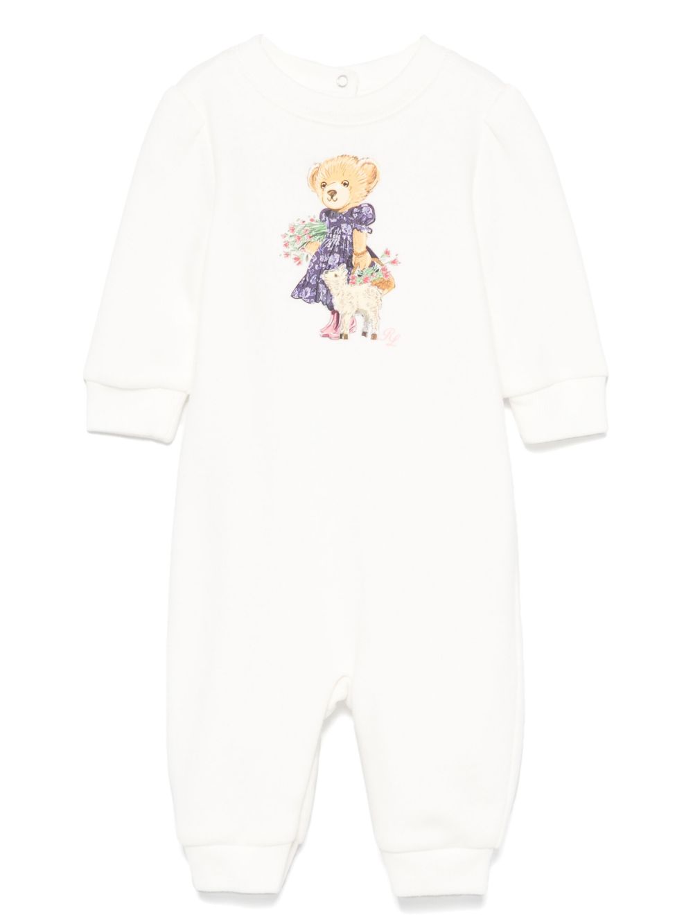 POLO RALPH LAUREN KIDS Polo Bear 印花连体衣 - 白色