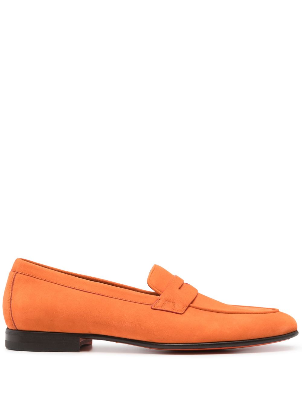 Santoni 便士槽绒面皮乐福鞋 - 橘色
