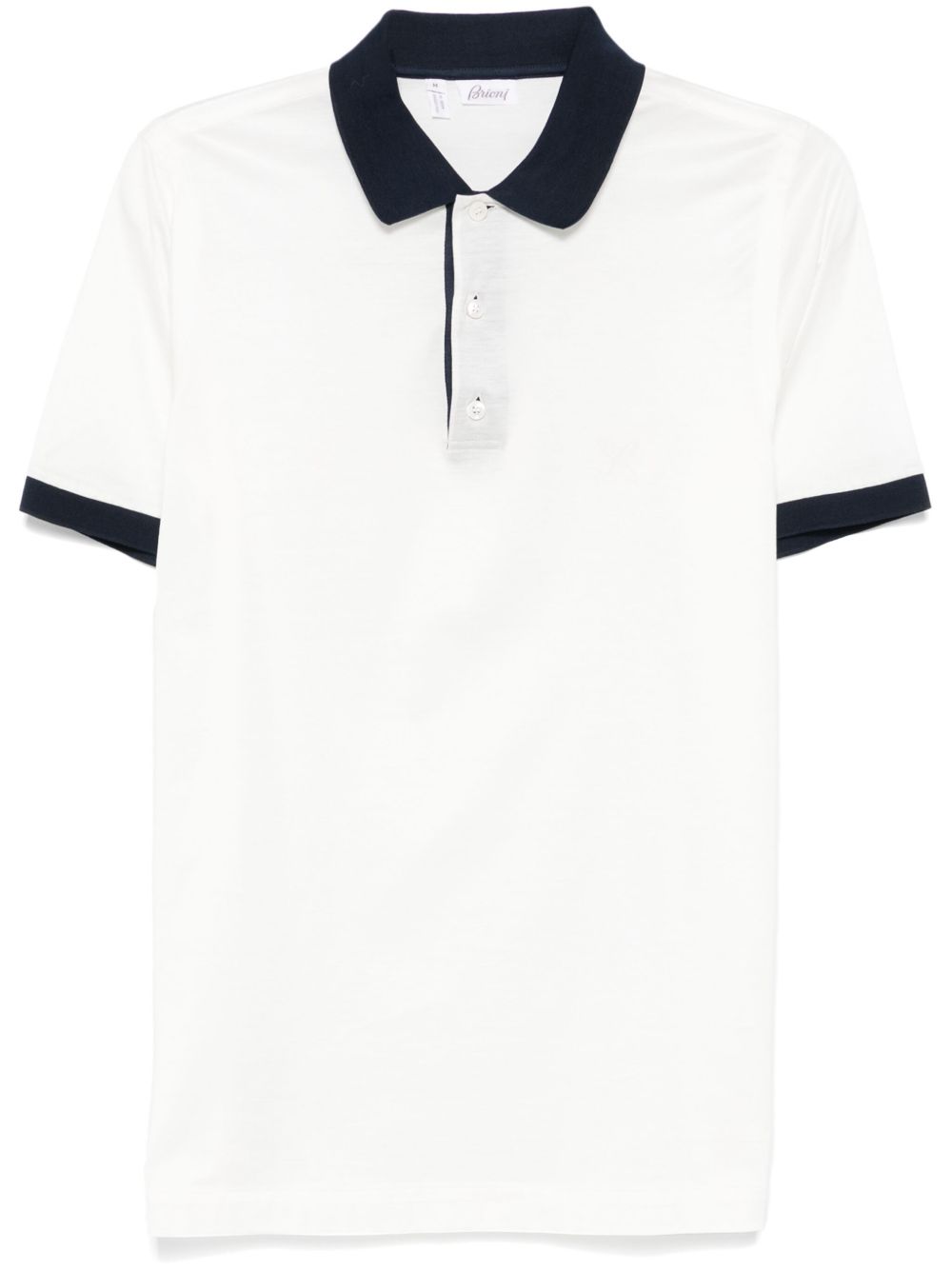 Brioni logo刺绣polo衫 - 白色